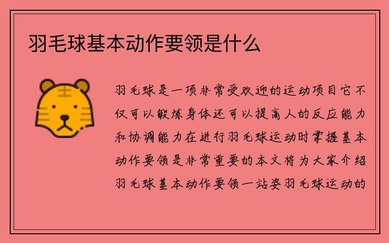 羽毛球基本动作要领是什么