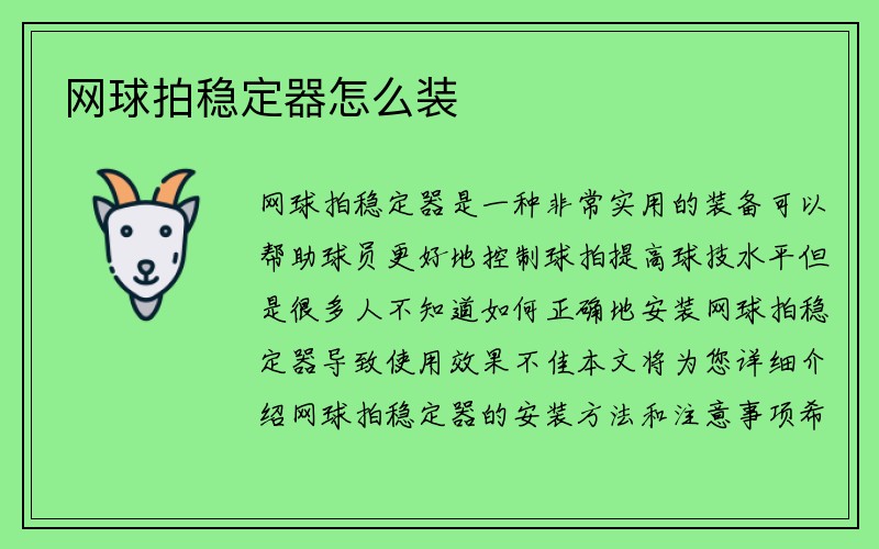 网球拍稳定器怎么装