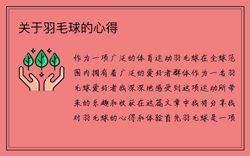 关于羽毛球的心得