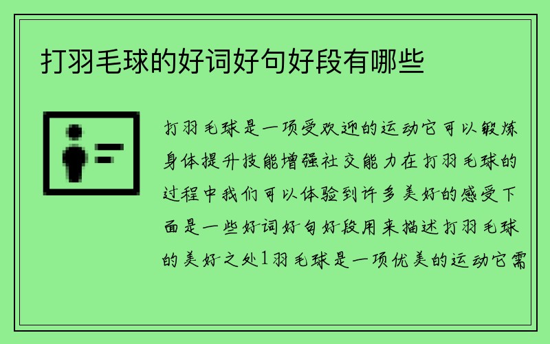 打羽毛球的好词好句好段有哪些