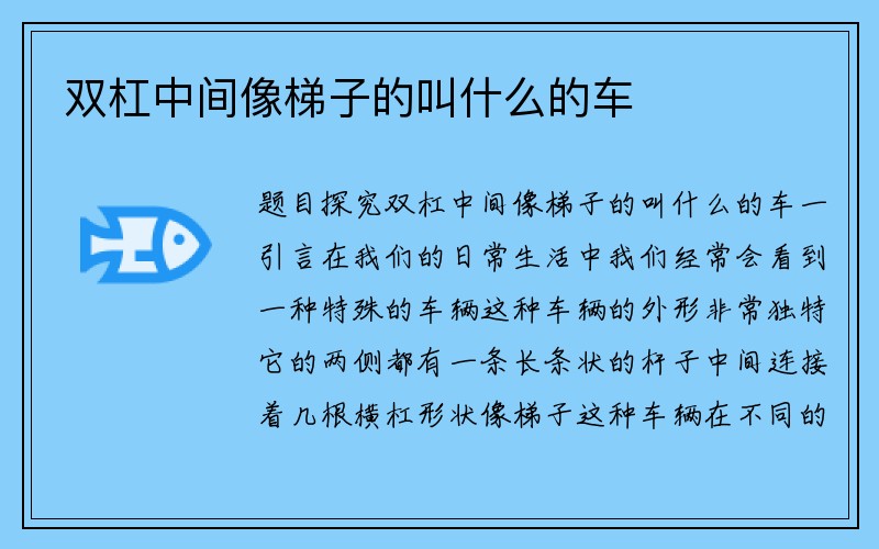 双杠中间像梯子的叫什么的车